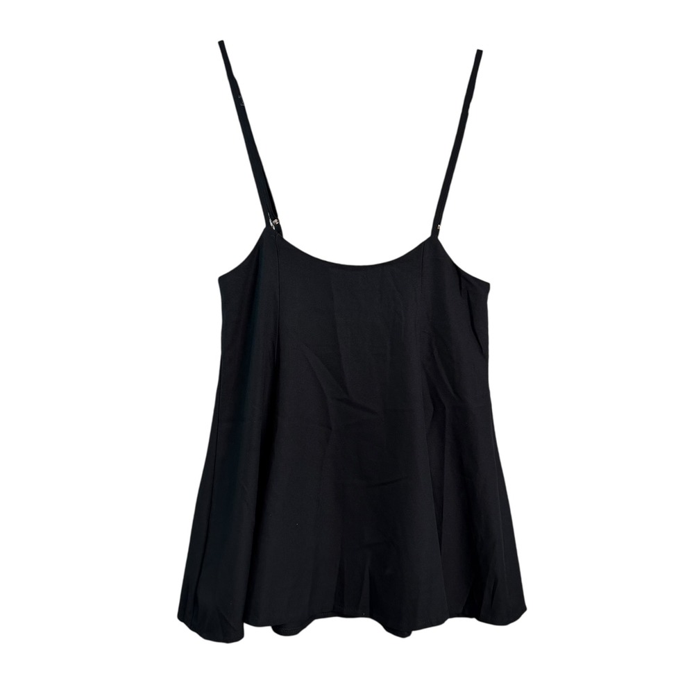Mokingtop Womens Black Spaghetti Strap Babydoll Cami Top Cotton Blend Size M